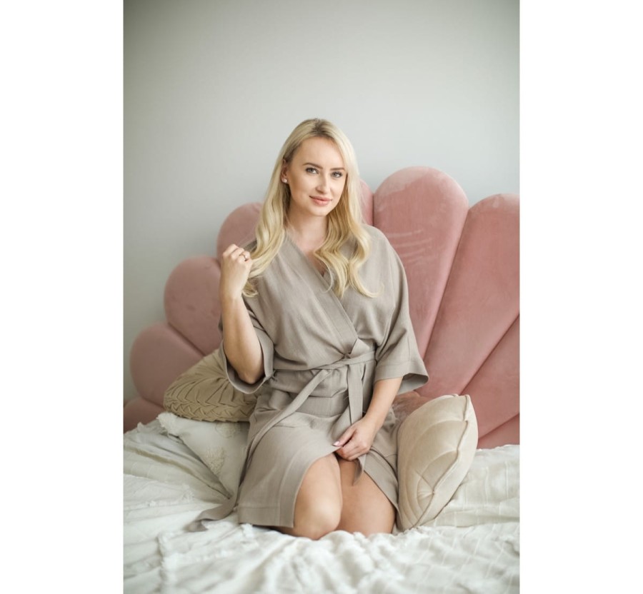 Szlafrok/kimono LINEN dla kobiet w ciąży i dla mam - Rainy Day / BabySteps