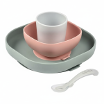 Komplet naczyń z silikonu z przyssawką Eucalyptus / Beaba