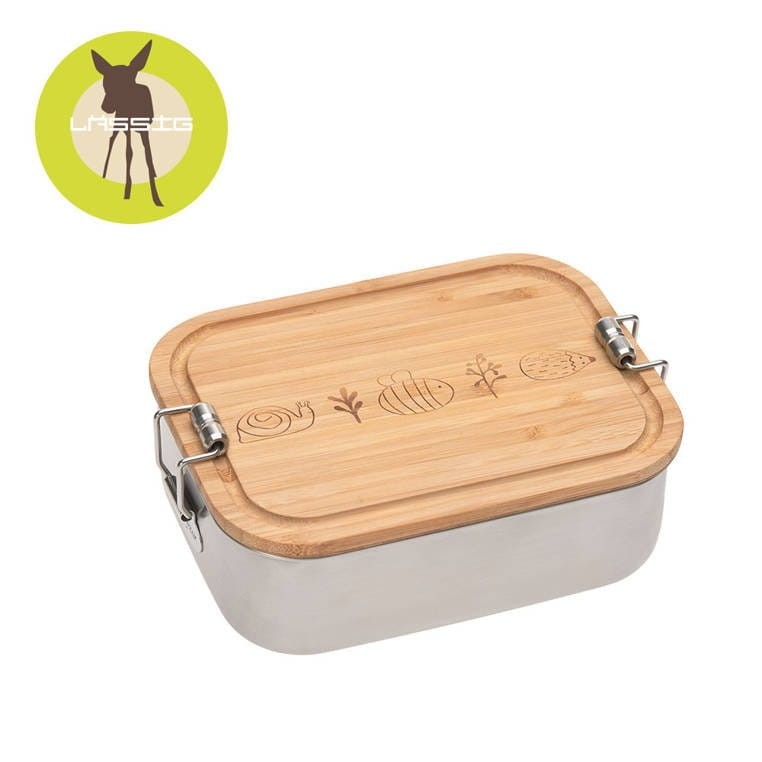 Lunchbox ze stali nierdzewnej z bambusową pokrywką - Garden Explorer / Lassig