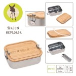 Lunchbox ze stali nierdzewnej z bambusową pokrywką - Garden Explorer / Lassig