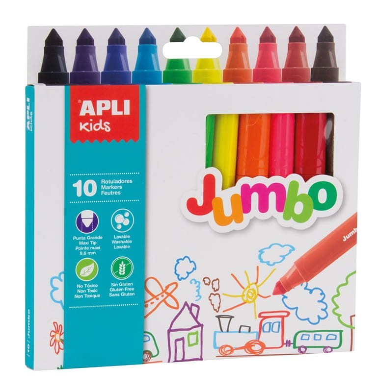 Flamastry Jumbo - 10 kolorów / Apli Kids