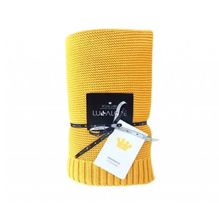 Bambusowy koc 80x100 MUSZTARDOWY z miodem / Lullalove