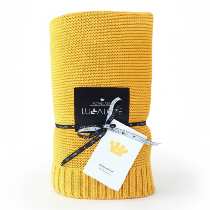 Duży koc bambusowy 120x100 cm - musztardowy / Lullalove