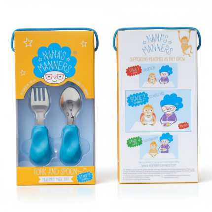 Widelec i łyżka 1-3 lat, ETAP 2 - blue / Nanas Manners