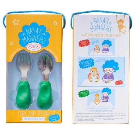 Widelec i łyżka 1-3 lat, ETAP 2 - green / Nanas Manners