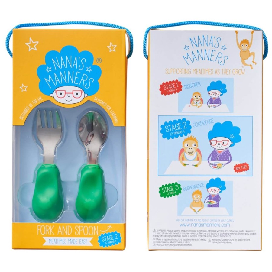 Widelec i łyżka 1-3 lat, ETAP 2 - green / Nanas Manners