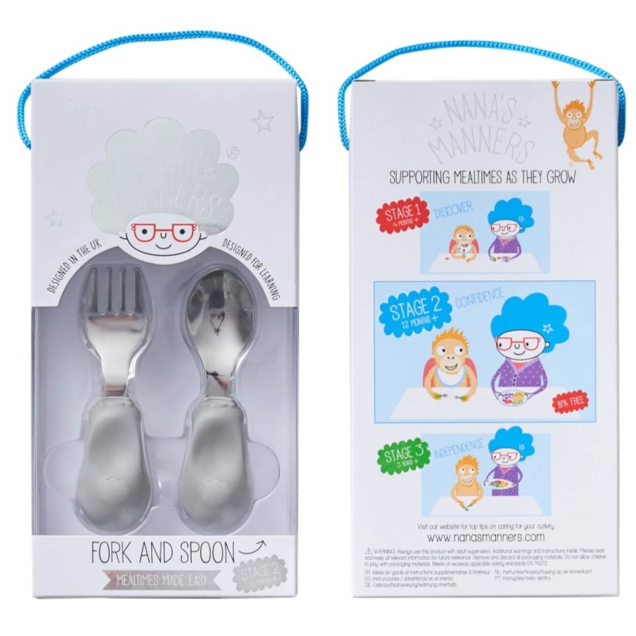 Widelec i łyżka 1-3 lat, ETAP 2 - grey / Nanas Manners