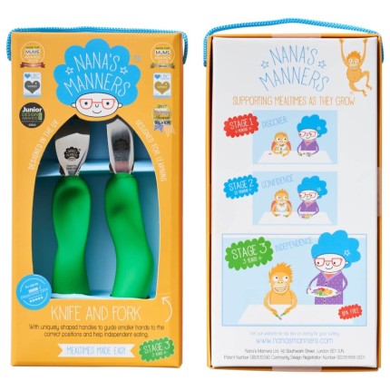 Sztućce kształtujące chwyt 3-9 lat, ETAP 3 - green / Nanas Manners