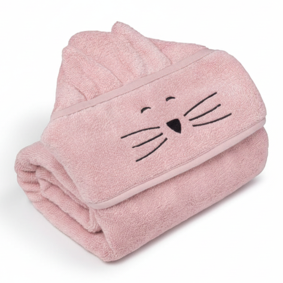 Duży bambusowy ręcznik powder pink - cat / My Memi