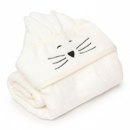 Duży bambusowy ręcznik cream - cat / My Memi