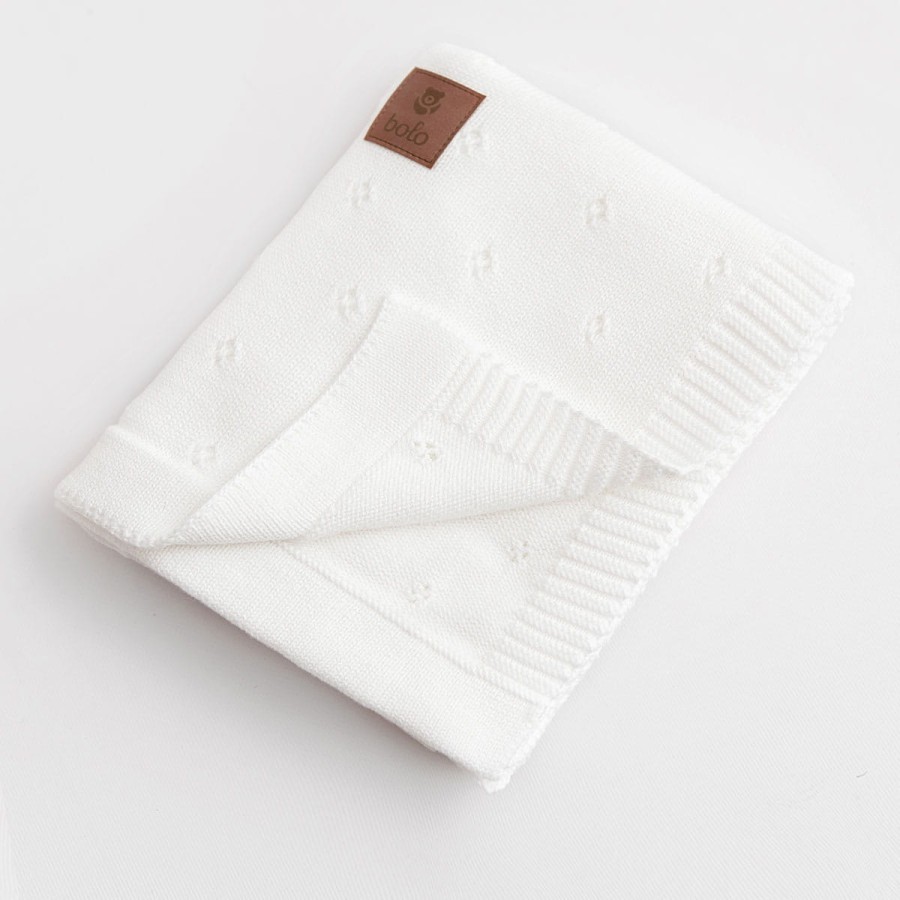 Kocyk bawełniany 80×100 – biały / Bolo