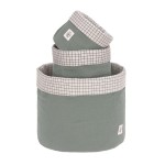 Muślinowe kosze do przechowywania 3 sztuki Cozy Home szarozielone / Lassig