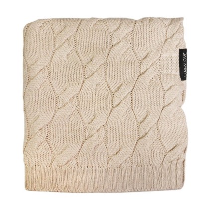 Kocyk z wełny merino WARKOCZ - beż, kolekcja PREMIUM / Lullalove