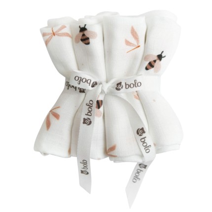 4pak pieluszek muślinowych 43x43cm – ważki i pszczółki / Bolo