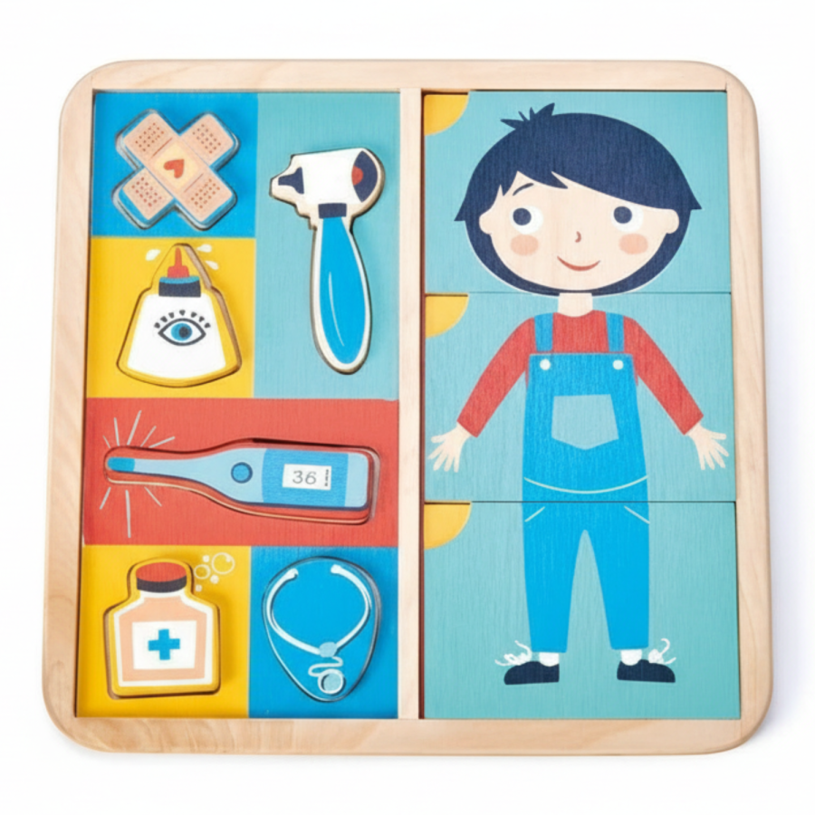 Drewniana układanka edukacyjna - Ciało człowieka / Tender Leaf Toys