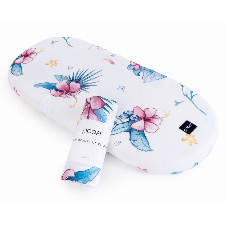 Prześcieradło do gondoli Muślin kolor - hibiskusy / POOFI