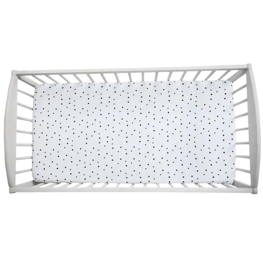 Prześcieradło do łóżeczka We care Czarne Kropki / Sleepee