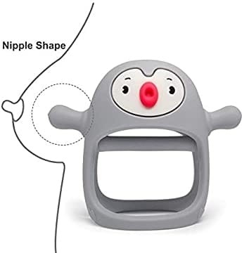 Gryzak silikonowy - Pingwin Buddy Light Grey / Smily Mia