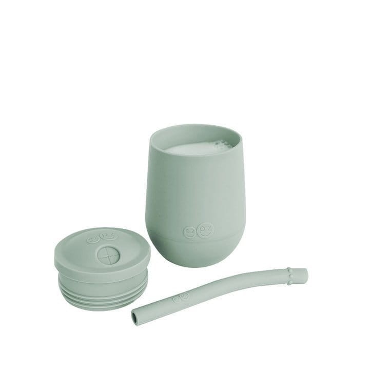 Silikonowy kubeczek ze słomką Mini Cup + Straw Training System 120 ml pastelowa zieleń / EZPZ