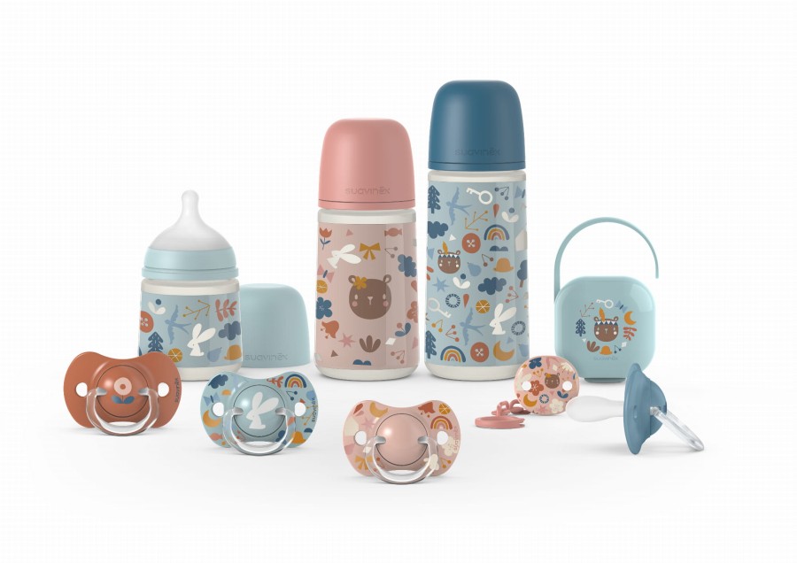 Butelka ze smoczkiem fizjologicznym SX Pro o wolnym przepływie FOREST różowy 150 ml / Suavinex