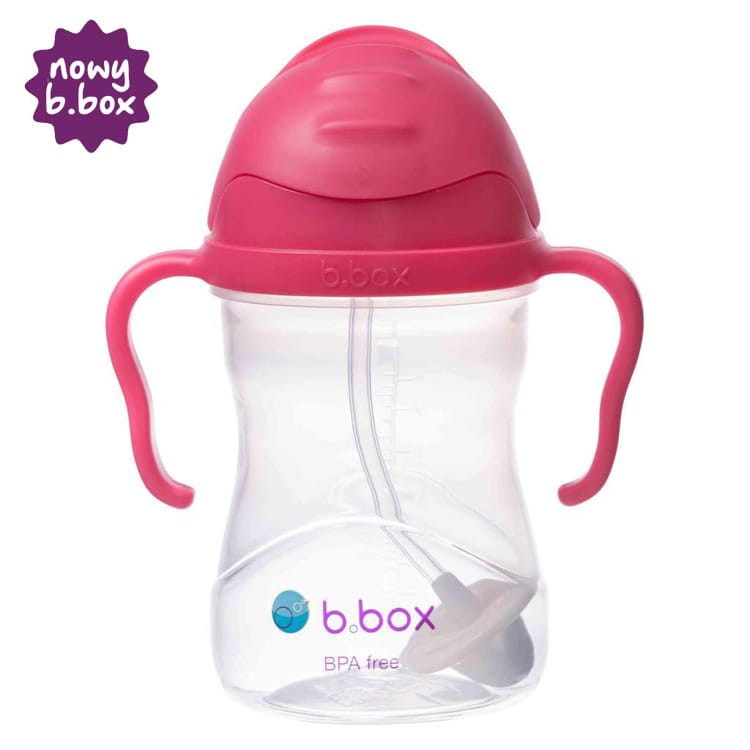 Bidon ze słomką 240 ml, MALINOWY / b.box