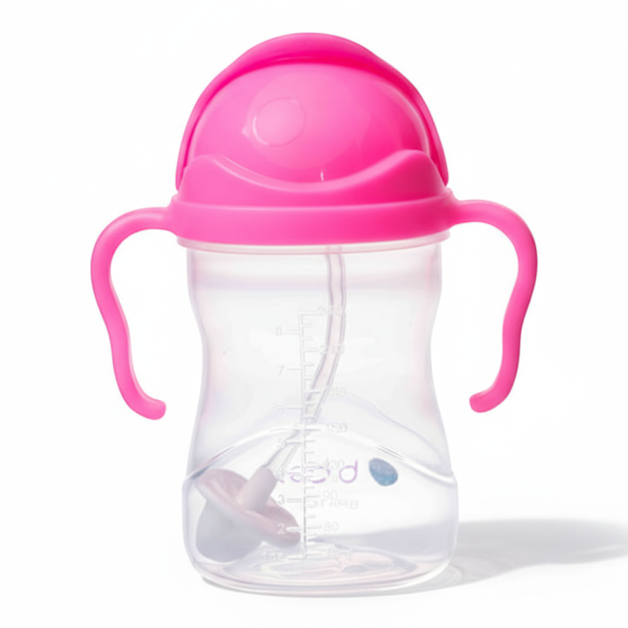 Bidon ze słomką 240 ml, RÓŻOWY GRANAT / b.box