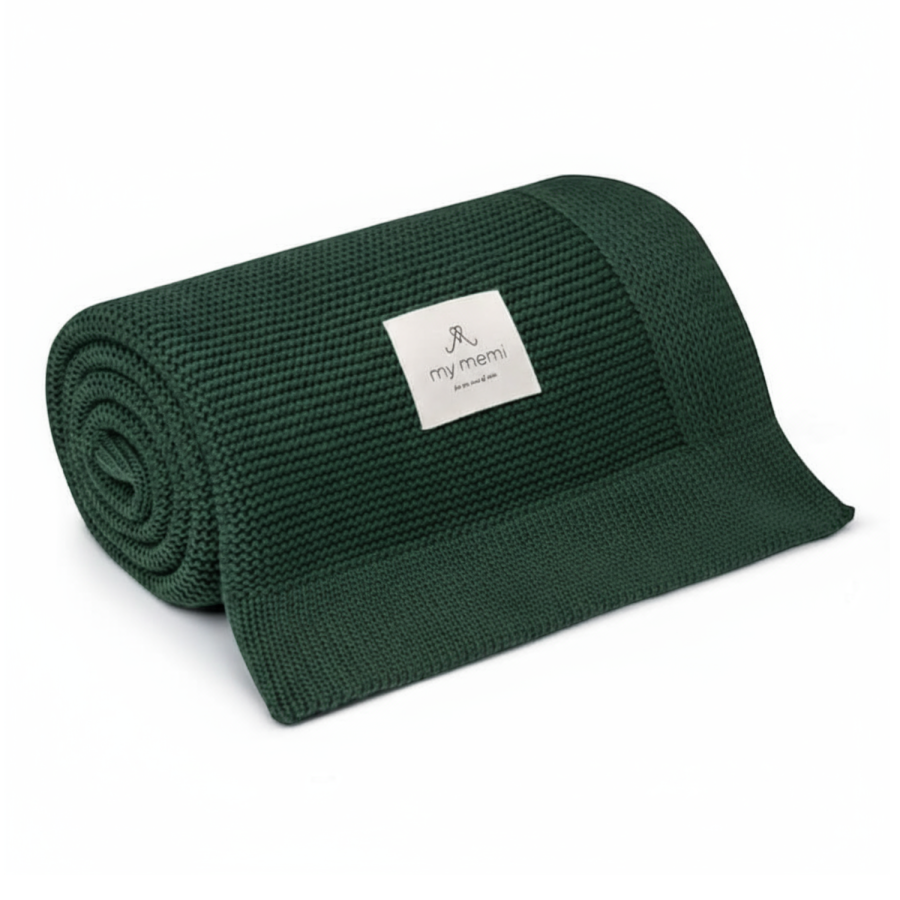 Bambusowy kocyk bottle green 80x100 - classic / My Memi