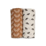 Boho Kocyk Muślinowy Black Birds - Mudcloth 2 szt. / Lulujo
