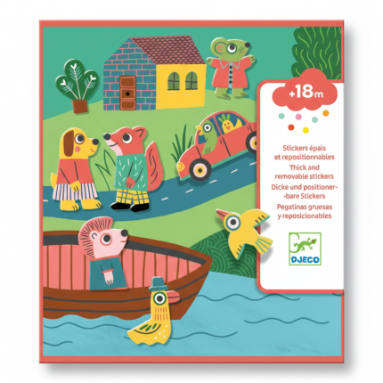 Zestaw z naklejkami wielokrotnego użytku - ZWIERZĘTA 18m+ / Djeco DJ09071