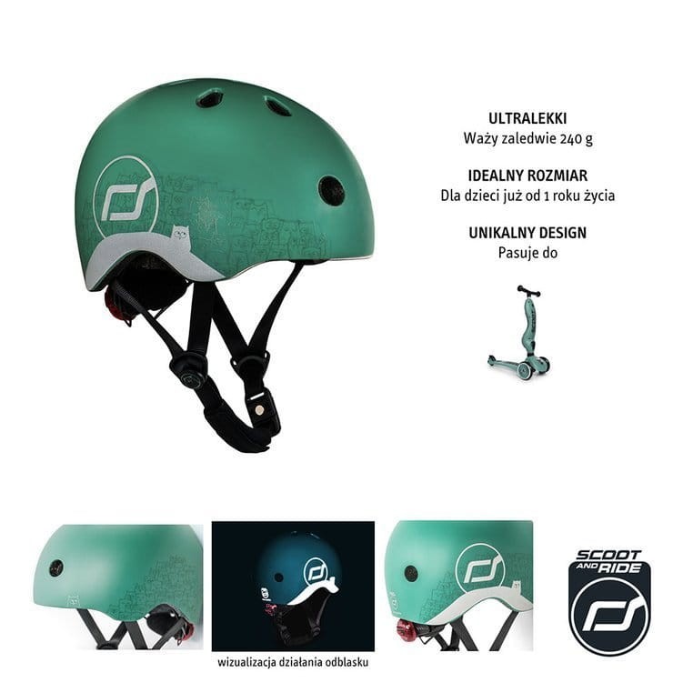 Kask z odblaskami XXS-S dla dzieci 1rż+ Forest Owl / Scootandride