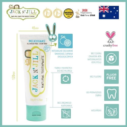 Naturalna pasta do zębów organiczna Milkshake, 50g / Jack N'Jill