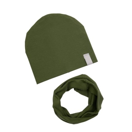 Czapka z kominem wiosenno-jesienna KHAKI, 0-3 mies. / UL&KA