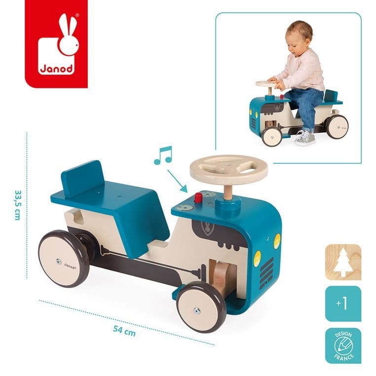 Drewniany jeździk Traktor 12 m+ / Janod