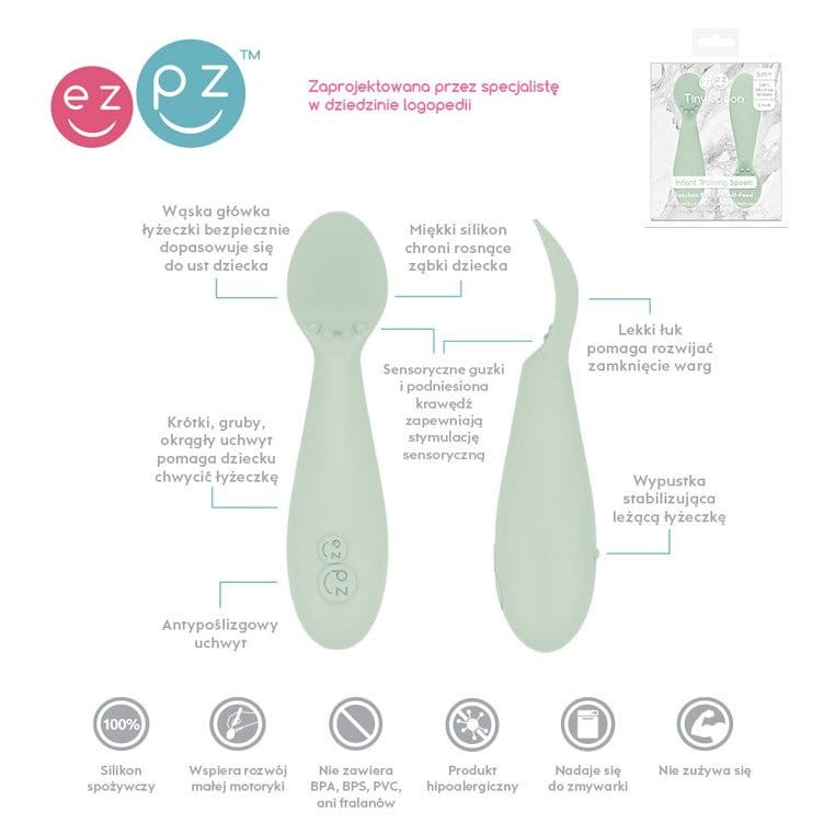 Silikonowa łyżeczka Tiny Spoon 2 szt. pastelowa zieleń / EZPZ