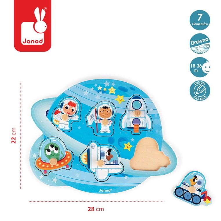 Puzzle drewniane Wesoły Kosmos / Janod