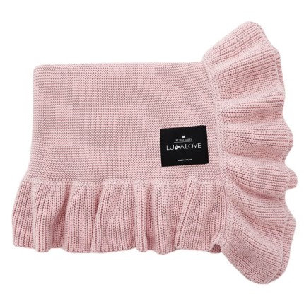 Kocyk całoroczny z falbanką - pudrowy róż / Lullalove