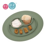 Silikonowy talerzyk z podkładką mały 2w1 Mini Mat oliwkowy / EZPZ