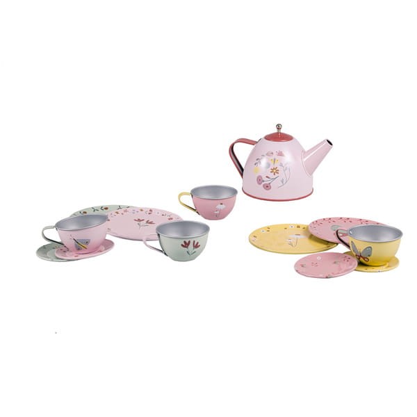 Zestaw metalowy Tea set Flowers & Butterflies 13 elementów / Little Dutch