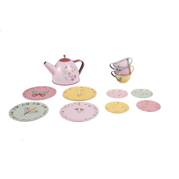Zestaw metalowy Tea set Flowers & Butterflies 13 elementów / Little Dutch