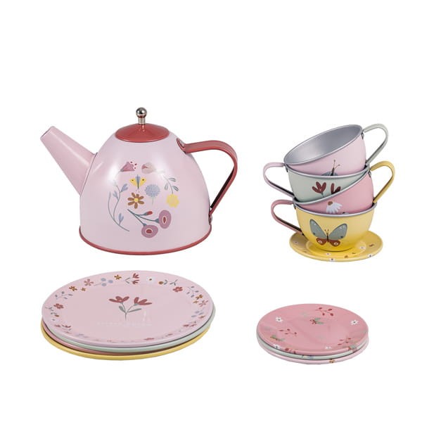Zestaw metalowy Tea set Flowers & Butterflies 13 elementów / Little Dutch