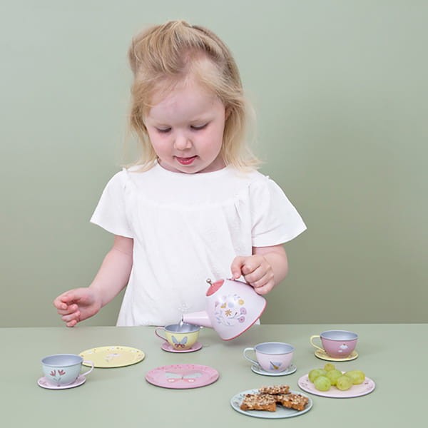 Zestaw metalowy Tea set Flowers & Butterflies 13 elementów / Little Dutch