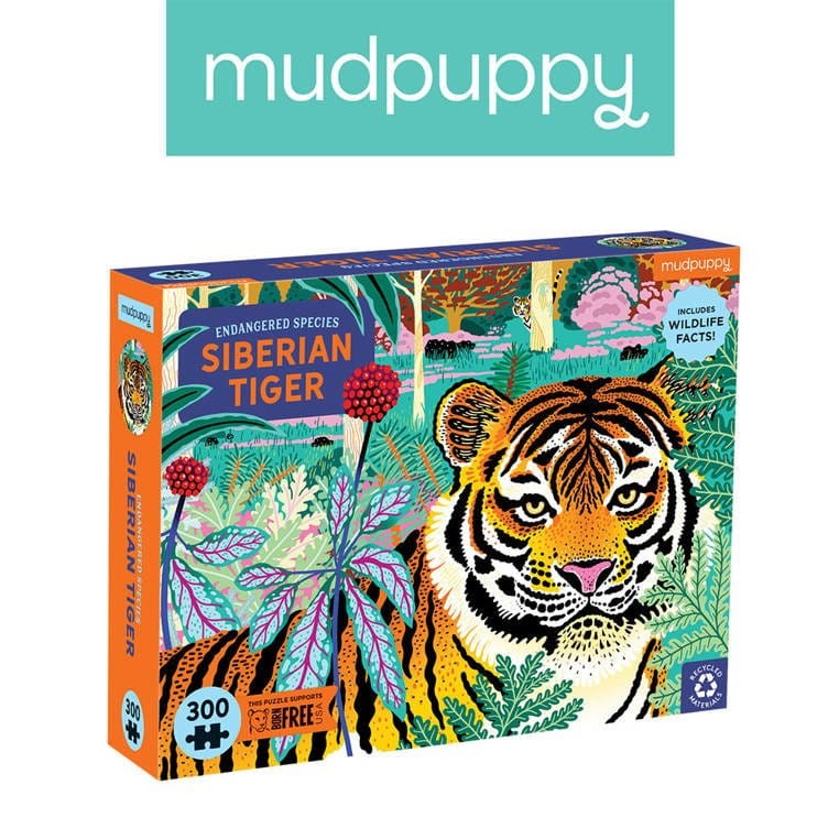 Puzzle edukacyjne Zagrożone gatunki - Tygrys syberyjski 300 elementów 7+ / Mudpuppy