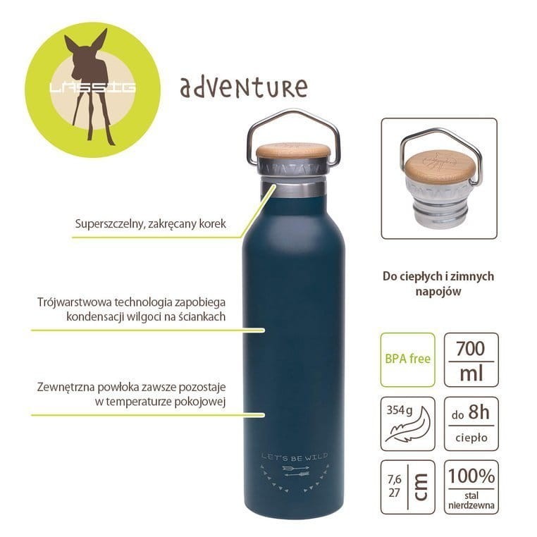 Butelka - termos ze stali nierdzewnej 700 ml Adventure blue / Lassig