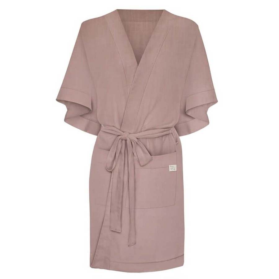 Szlafrok/kimono LINEN dla kobiet w ciąży i dla mam - Adobe Rose / BabySteps