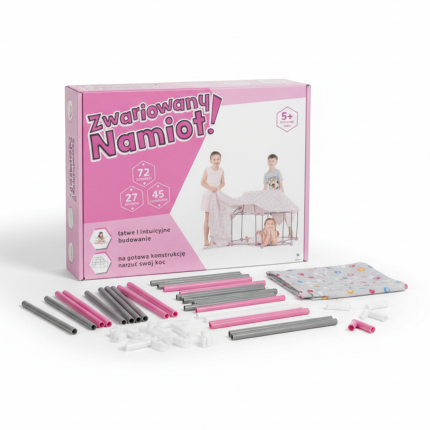 Zwariowany Namiot szaro-różowy / Kolorowe Baloniki