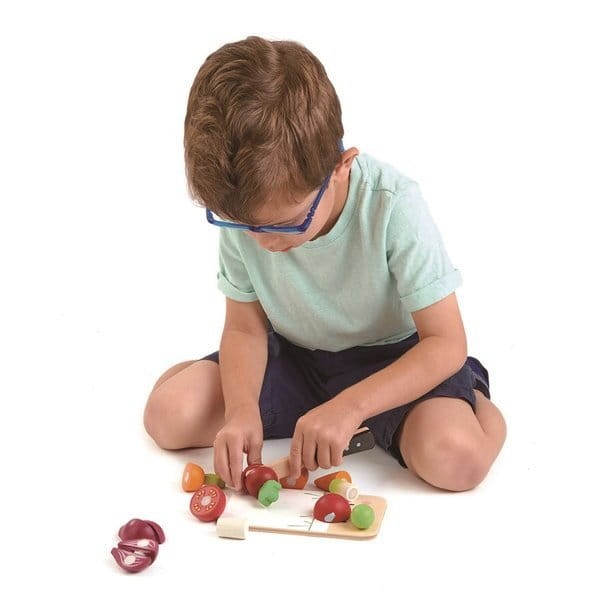 Drewniana deska z warzywami do krojenia, Mini Chef / Tender Leaf Toys