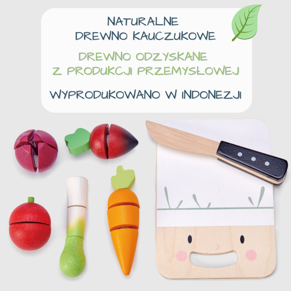 Drewniana deska z warzywami do krojenia, Mini Chef / Tender Leaf Toys