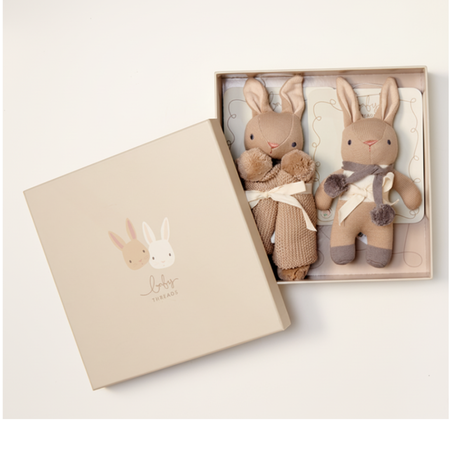 Zestaw prezentowy z bawełny organicznej - Taupe Bunny / ThreadBear