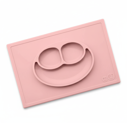 Silikonowy talerzyk z podkładką 2w1 Happy Mat pastelowy róż / EZPZ