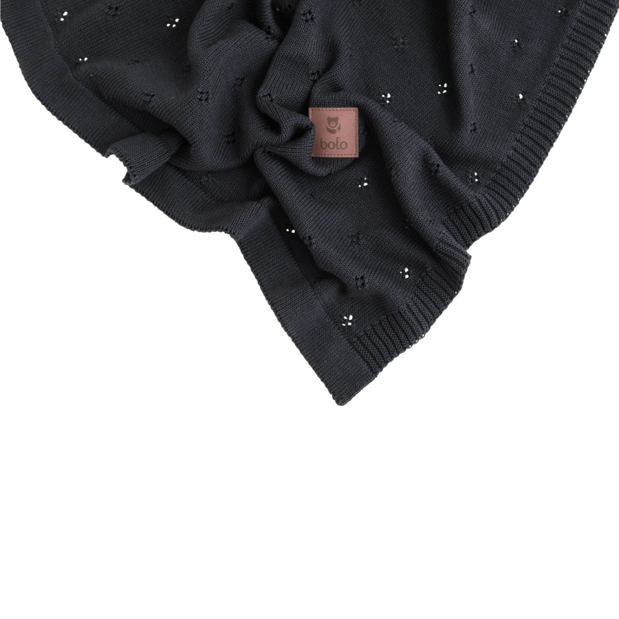 Kocyk bawełniany 80×100 – grafitowy